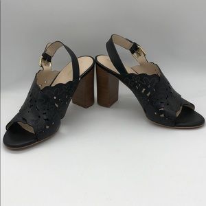Cole Hana Black Open Toe Wedges Size 9B
